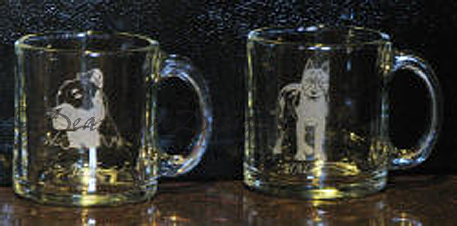 Etched glass coffee mugs - amstaff