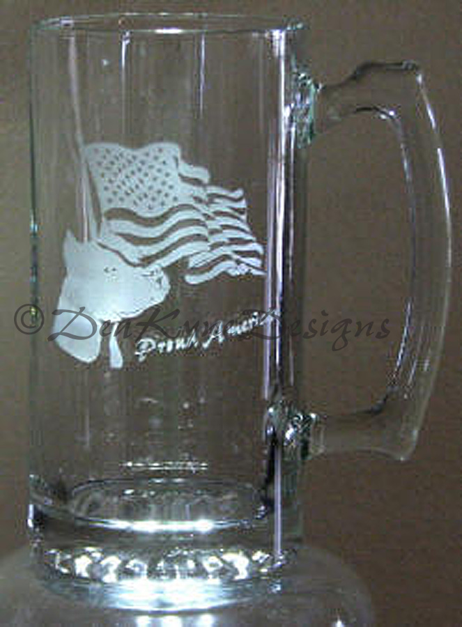 Etched glass mug - proud american amstaff
