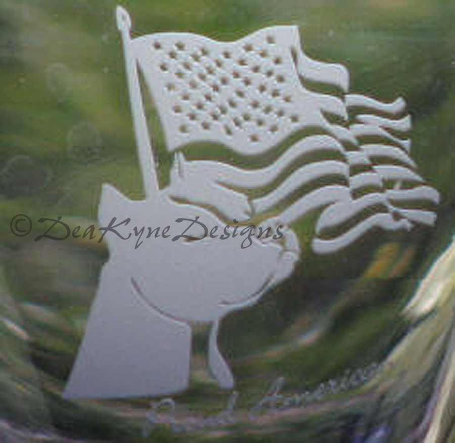 Photoresist etched wine glass - proud american amstaff